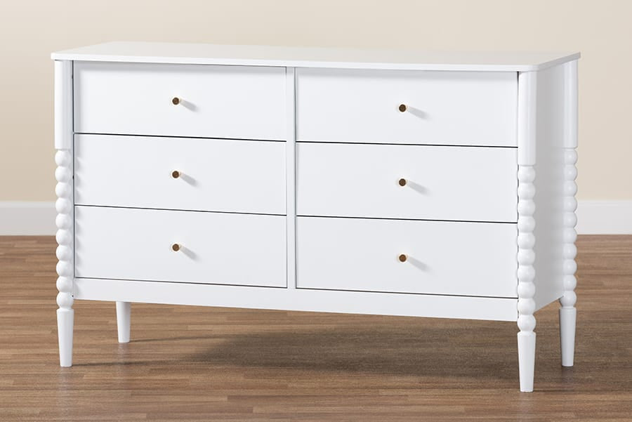 Baxton Studio - Lucera Dresser in White - MG9011-White-6DW-Dresser view 10