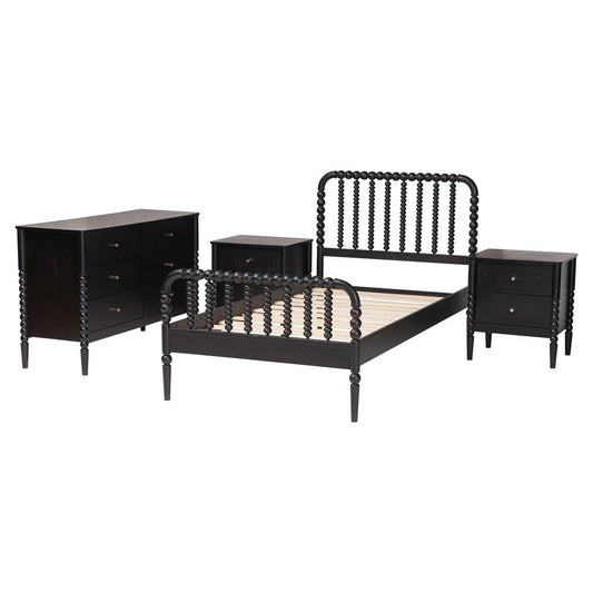 Baxton Studio - Lucera Full Bedroom Set in Black - MG0110-4-Black-Full 4PC Bedroom Set view 2