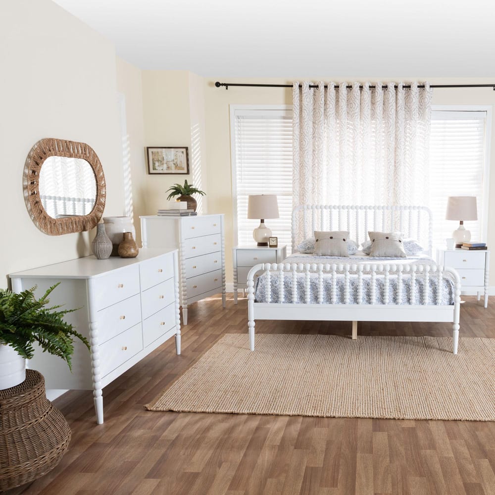 Baxton Studio - Lucera Full Bedroom Set in White - MG0110-4-White-Full 5PC Bedroom Set view 12
