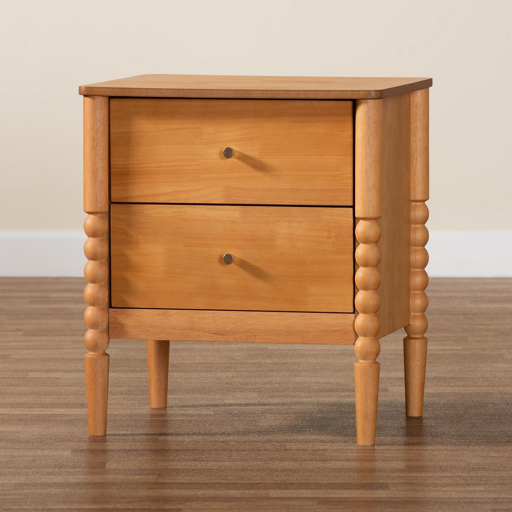 Baxton Studio - Lucera Nightstand in Oak Brown - MG9011-NT Oak-2DW-NS view 9