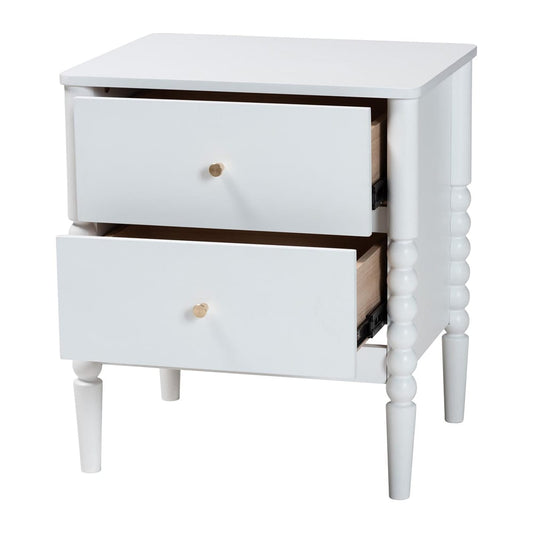 Baxton Studio - Lucera Nightstand in White - MG9011-White-2DW-NS view 2