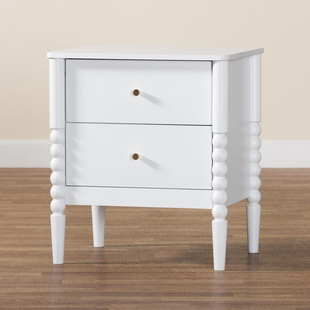 Baxton Studio - Lucera Nightstand in White - MG9011-White-2DW-NS view 9