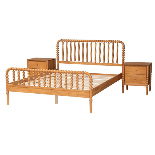 Baxton Studio - Lucera Queen Bedroom Set in Oak Brown - MG0110-4-NT Oak-Queen 3PC Bedroom Set view 2