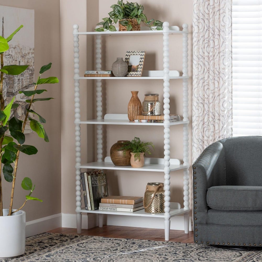 Baxton Studio - Lucera Shelving Unit in White - MG9011-White-Display Shelf view 8