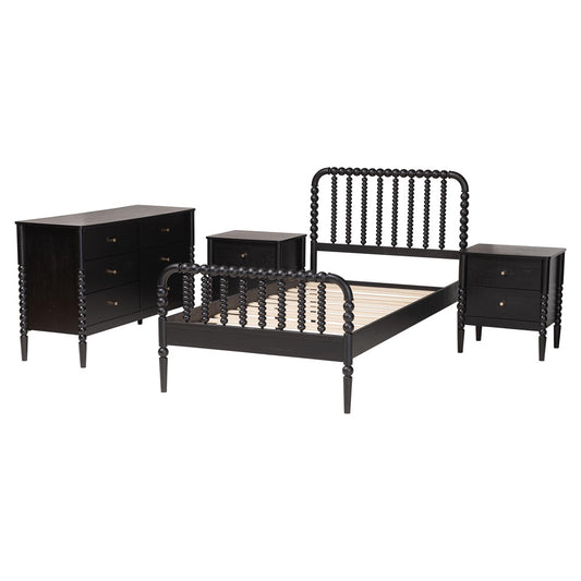 Baxton Studio - Lucera Twin Bedroom Set in Black - MG0110-4-Black-Twin 4PC Bedroom Set view 2