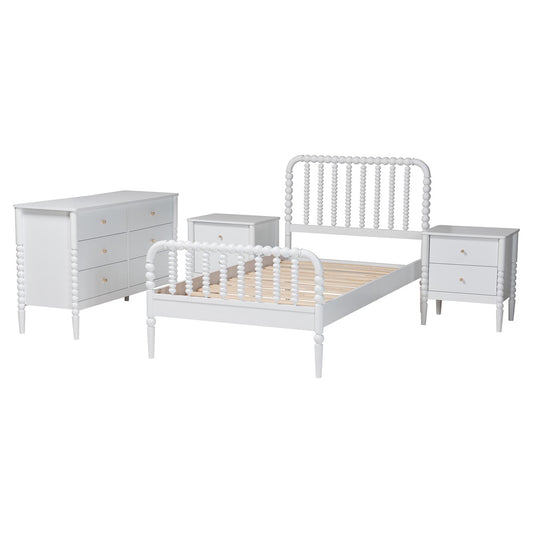Baxton Studio - Lucera Twin Bedroom Set in White - MG0110-4-White-Twin 4PC Bedroom Set view 2