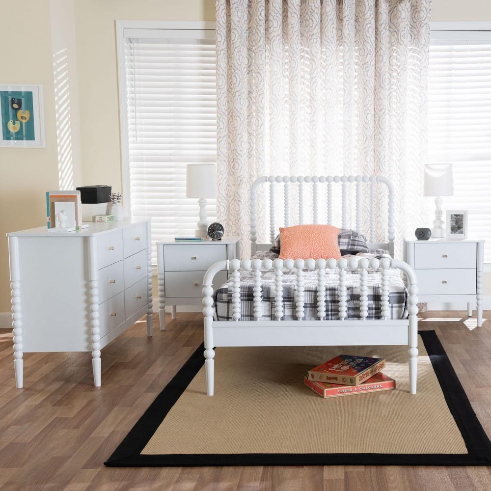Baxton Studio - Lucera Twin Bedroom Set in White - MG0110-4-White-Twin 4PC Bedroom Set view 11