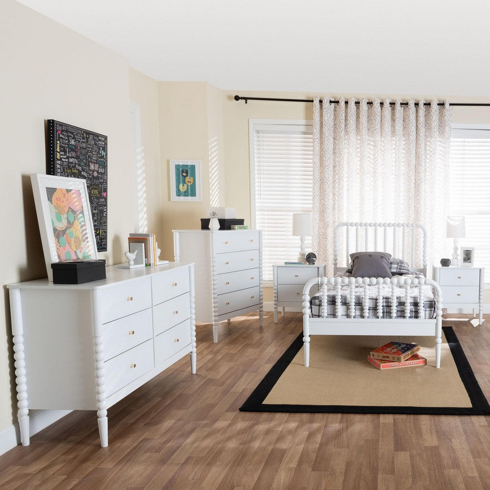Baxton Studio - Lucera Twin Bedroom Set in White - MG0110-4-White-Twin 5PC Bedroom Set view 11