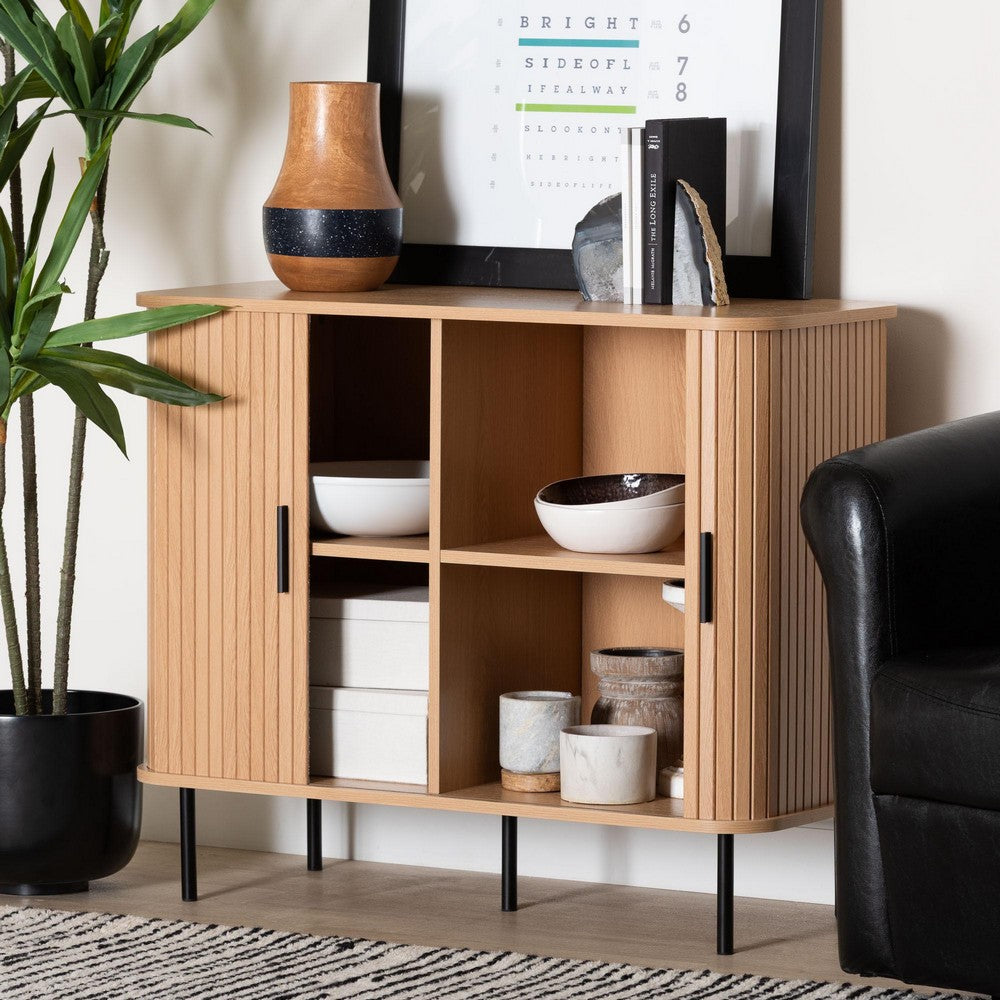 Baxton Studio - Lucia Sideboard in Light Oak/Black - LC23011A-Tan-Sideboad view 9