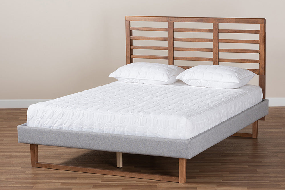 Baxton Studio - Luciana Full Size Bed - Luciana-Light Grey/Ash Walnut-Full view 7
