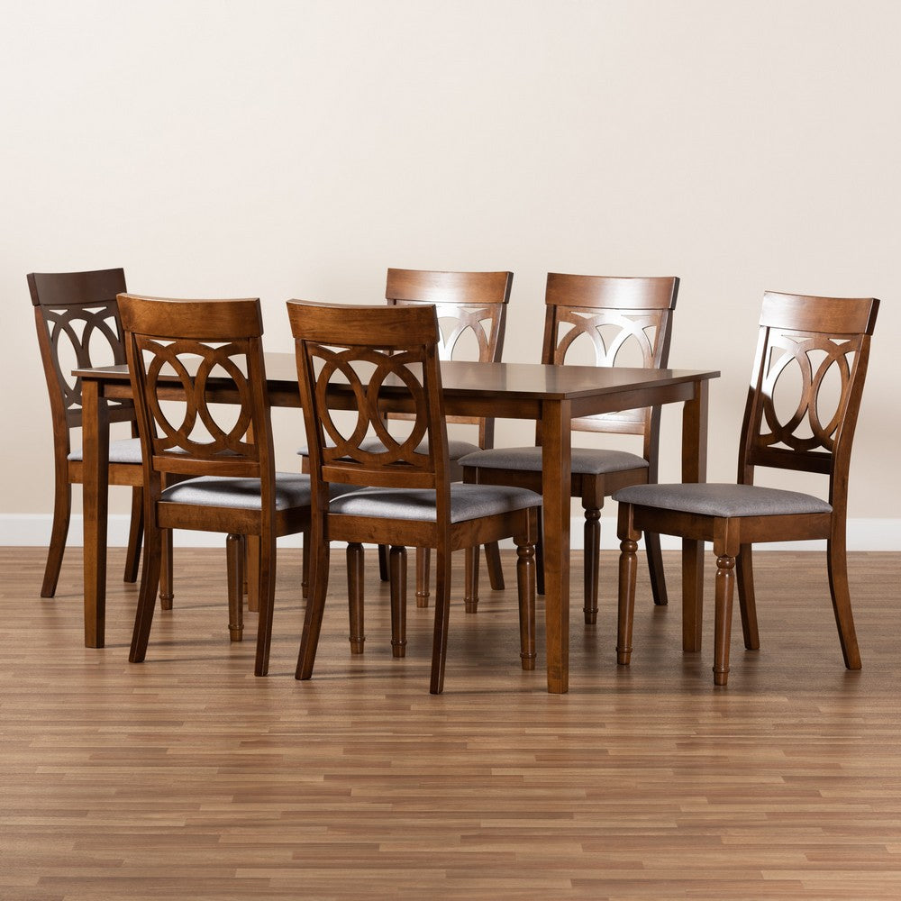 Baxton Studio - Lucie Dining Set in Grey/Walnut Brown - RH333C-Grey/Walnut-DC-7PC Dining Set view 8