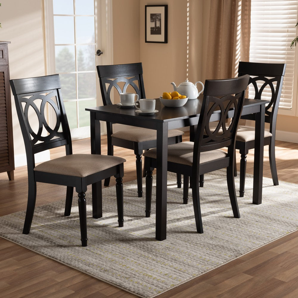 Baxton Studio - Lucie Dining Set in Sand/Espresso - RH333C-Sand/Dark Brown-5PC Dining Set view 6