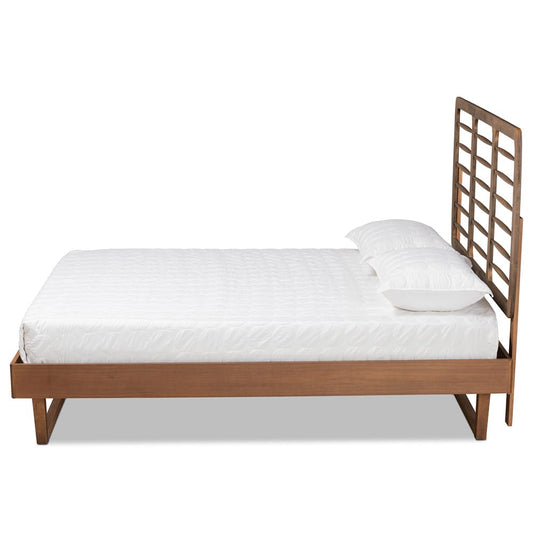 Baxton Studio - Lucie Queen Size Bed in Walnut Brown - Lucie-Ash Walnut-Queen view 2