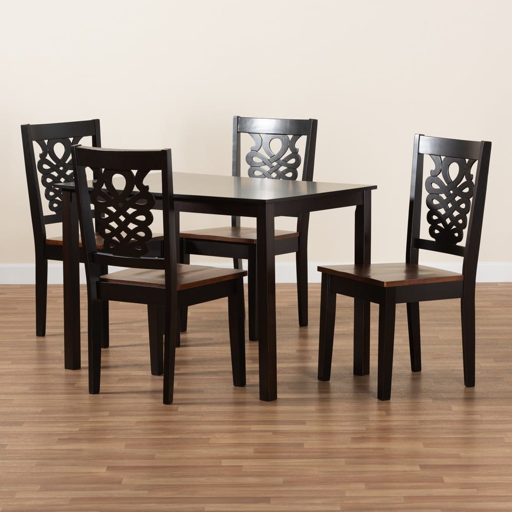 Baxton Studio - Luisa Dining Set in Dark Brown/Walnut Brown - Luisa-Dark Brown/Walnut-5PC Dining Set view 8