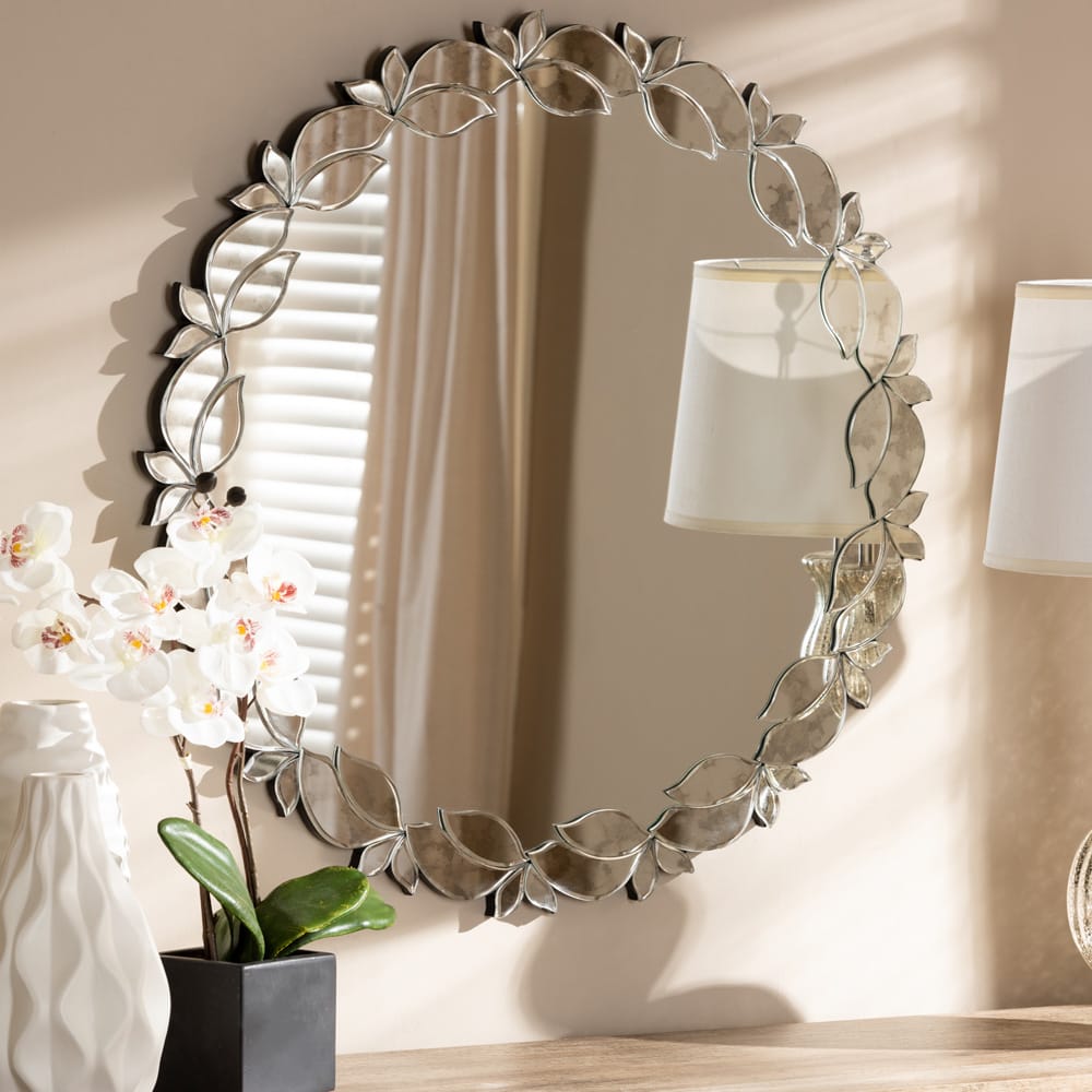 Baxton Studio - Luiza Mirror in Antique Silver - RXW-6175 view 2