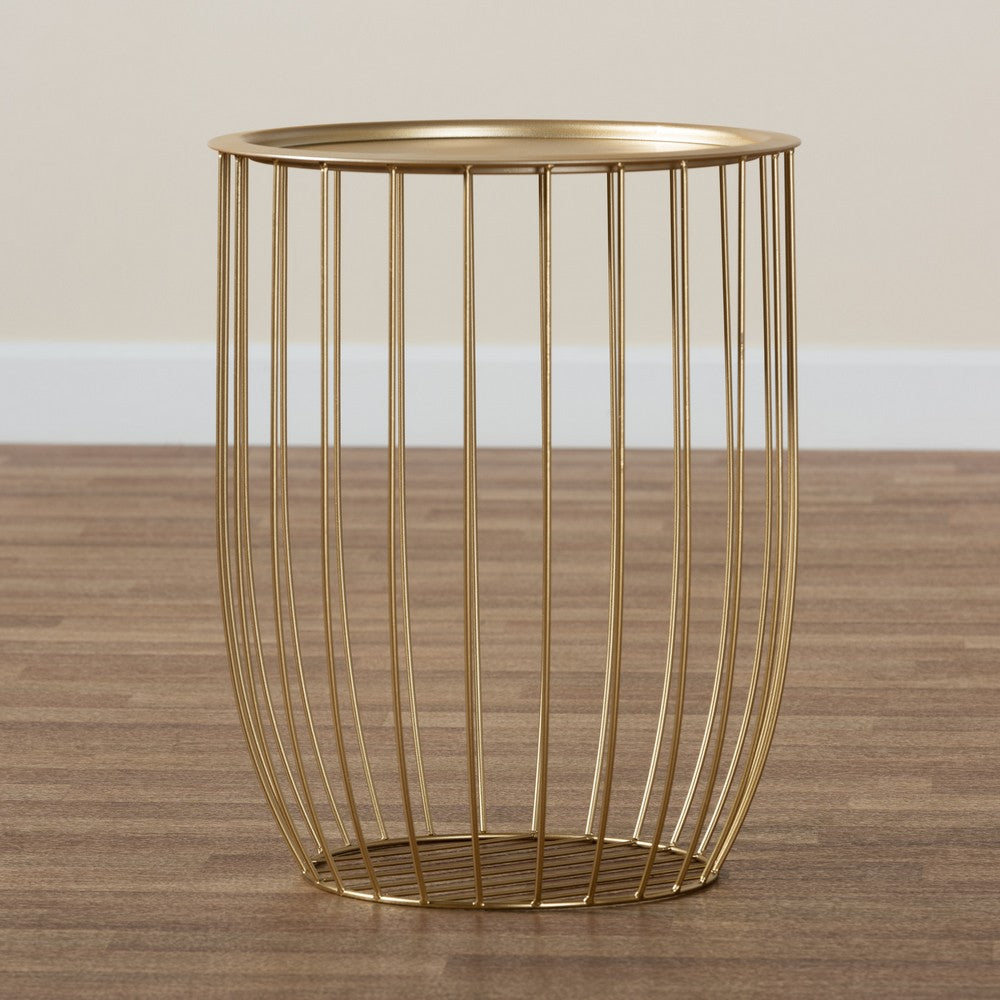 Baxton Studio - Mabon End Table in Gold - H01-102594B Metal Tray Table view 7