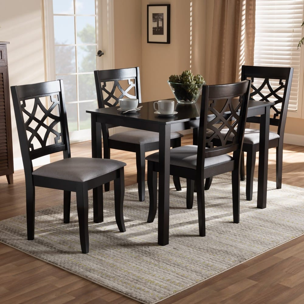Baxton Studio - Mael Dining Set in Gray/Espresso - RH331C-Grey/Dark Brown-5PC Dining Set view 6