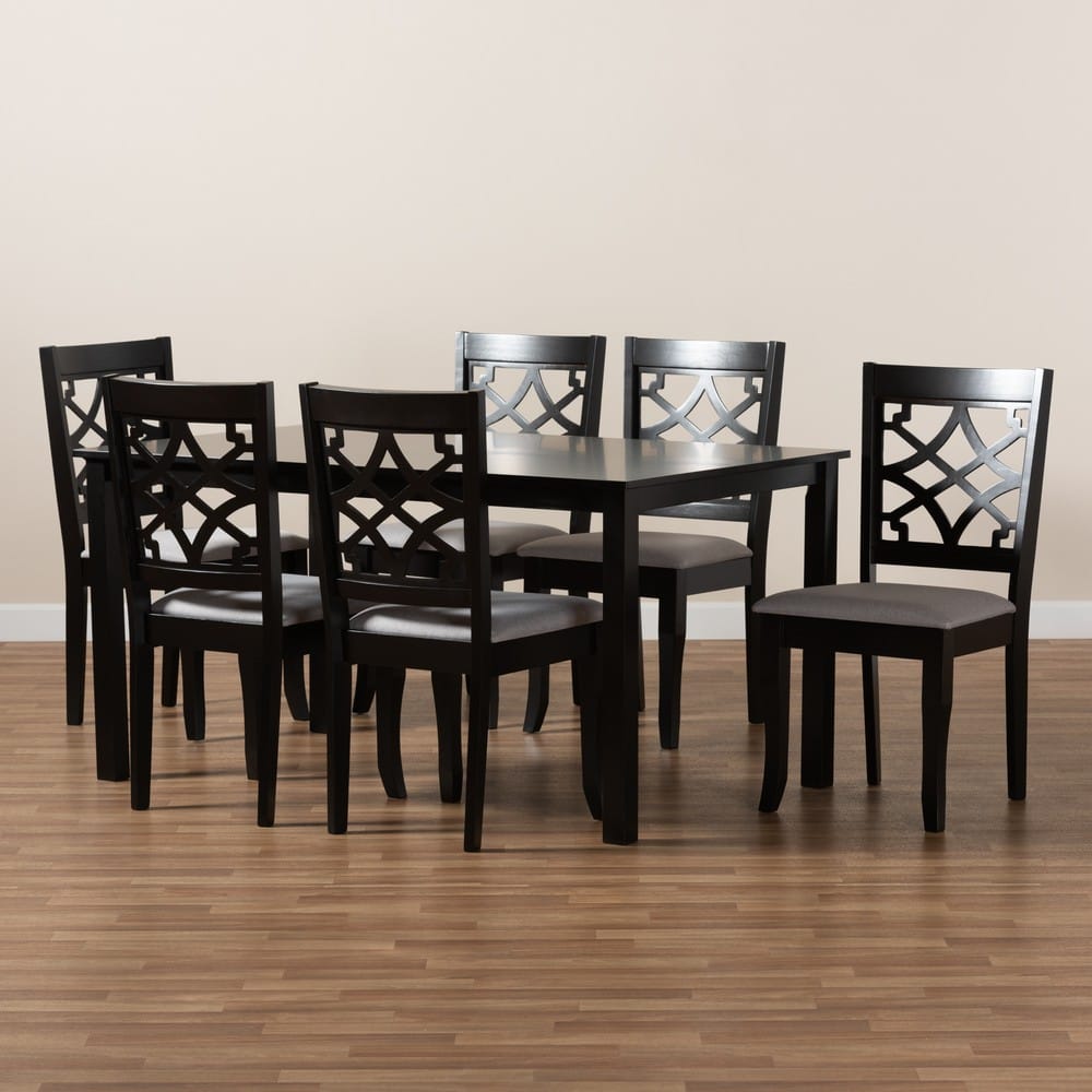 Baxton Studio - Mael Dining Set in Grey/dark brown - RH331C-Grey/Dark Brown-7PC Dining Set view 8