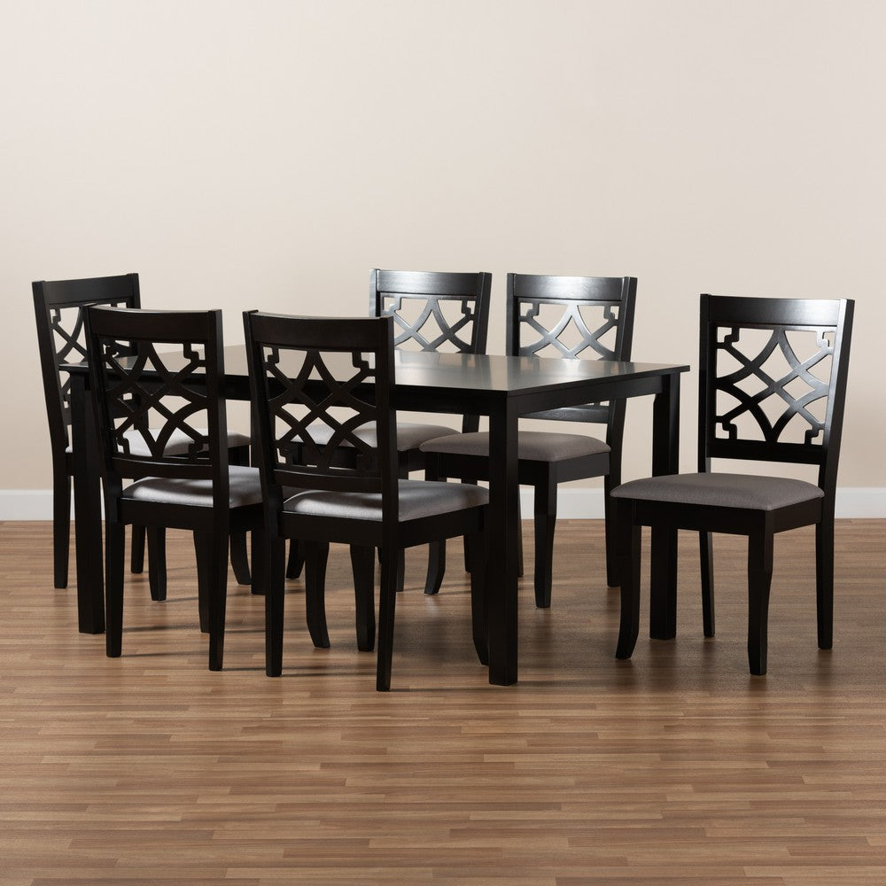 Baxton Studio - Mael Dining Set in Grey/dark brown - RH331C-Grey/Dark Brown-7PC Dining Set view 8