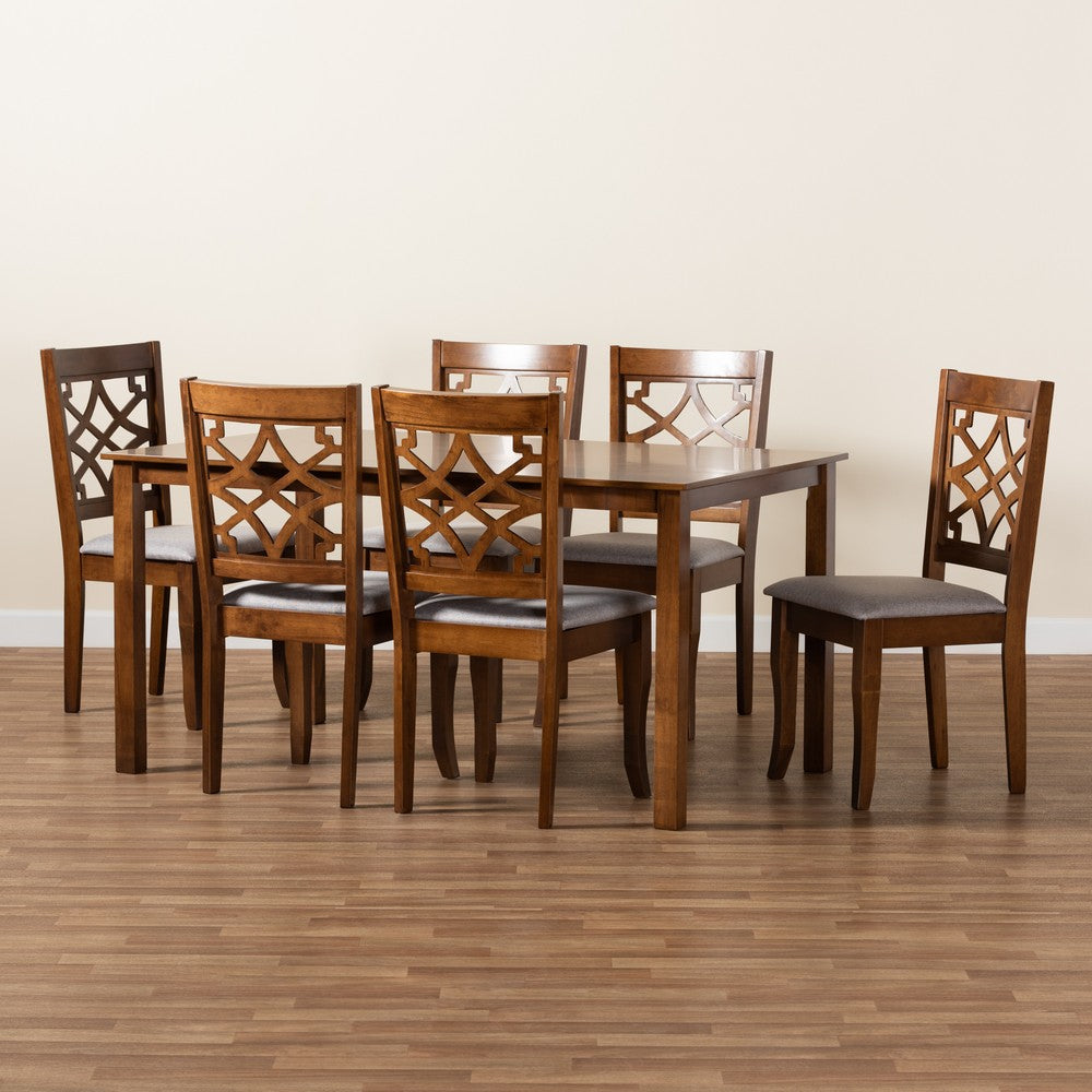 Baxton Studio - Mael Dining Set in Grey/Walnut Brown - RH331C-Grey/Walnut-7PC Dining Set view 8