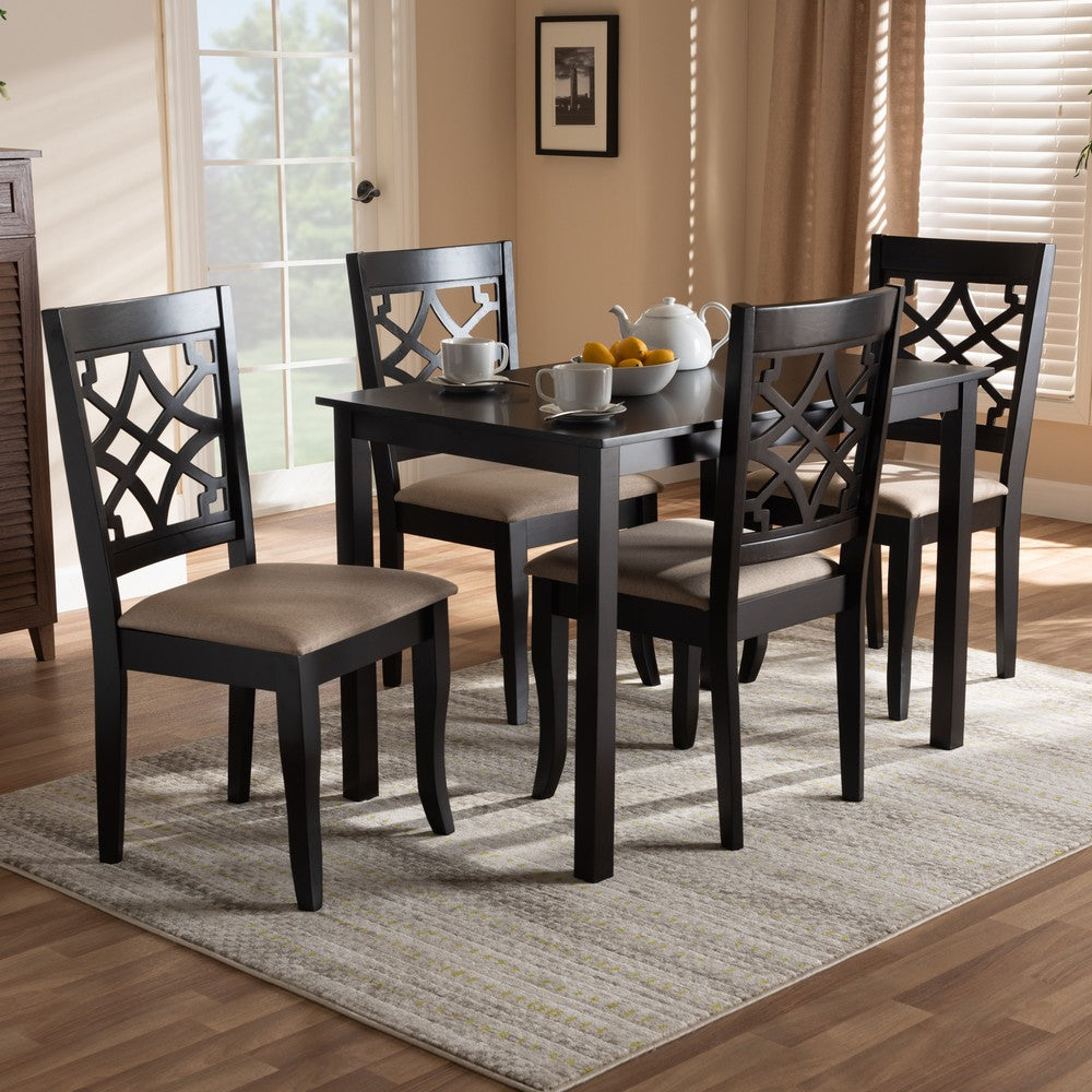 Baxton Studio - Mael Dining Set in Sand/Espresso - RH331C-Sand/Dark Brown-5PC Dining Set view 6