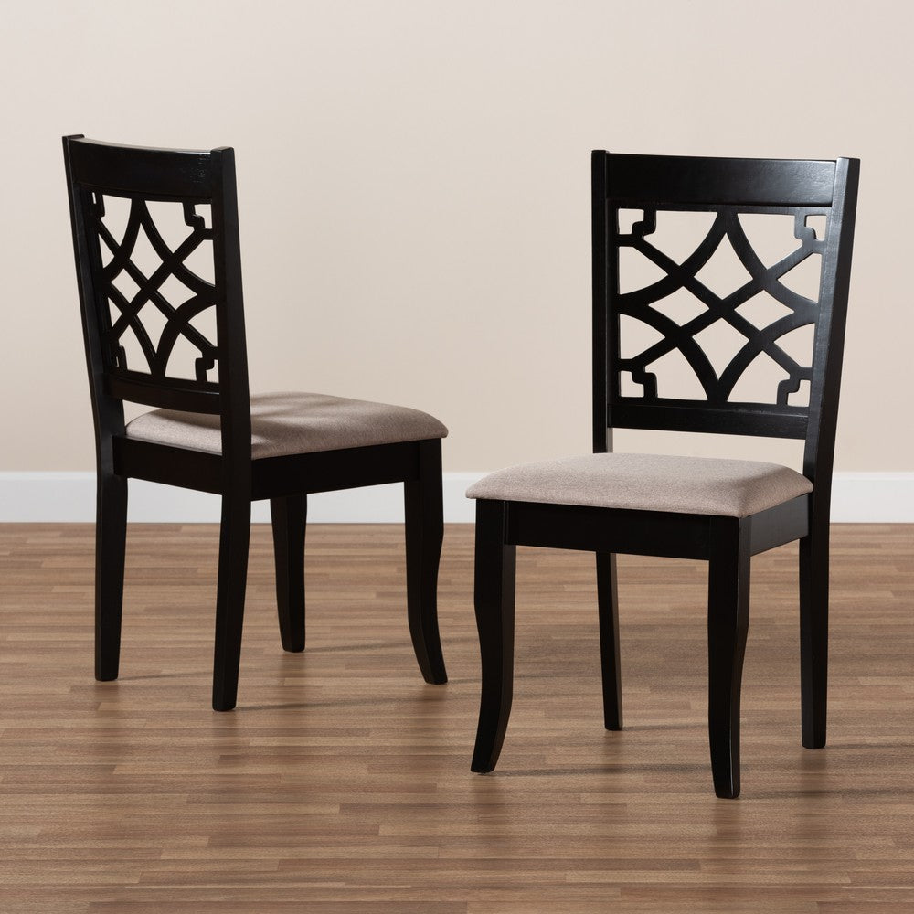 Baxton Studio - Mael Set of 2 Dining Chairs in Sand/Espresso Brown - RH331C-Sand/Dark Brown-DC-2PK view 7