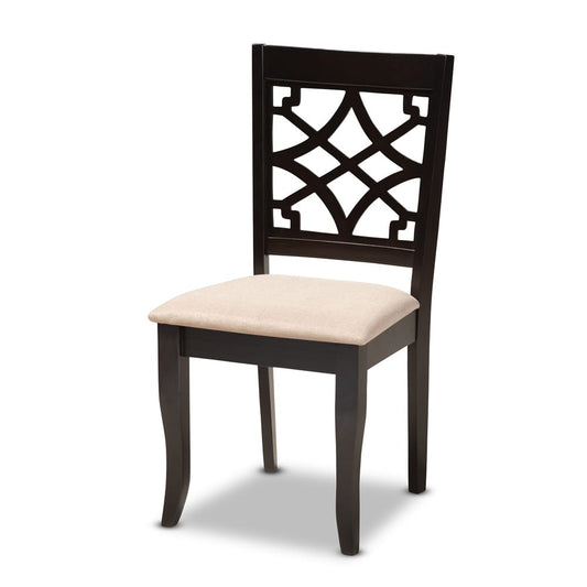 Baxton Studio - Mael Set of 4 Dining Chairs in Sand/Espresso - RH331C-Sand/Dark Brown-DC-4PK view 2