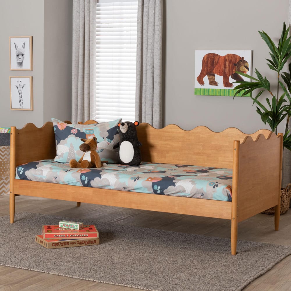Baxton Studio - Malaya Twin Size Daybed in Oak Brown - MG0239-1-NT Oak-Daybed-Twin view 8