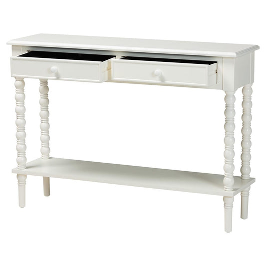 Baxton Studio - Malinda Console Table in White - JY24A178-Off White/Wooden-Console Table view 2