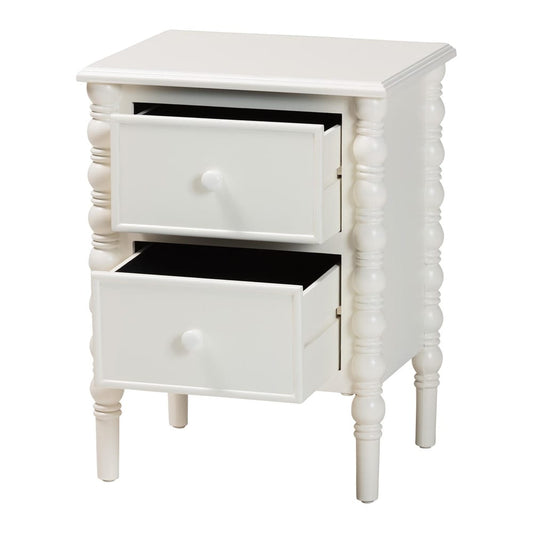 Baxton Studio - Malinda End Table in White - JY24A172-Off White/Wooden-End Table view 2