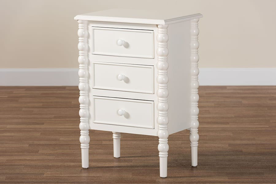 Baxton Studio - Malinda End Table in White - JY24A173-Off White/Wooden-End Table view 10