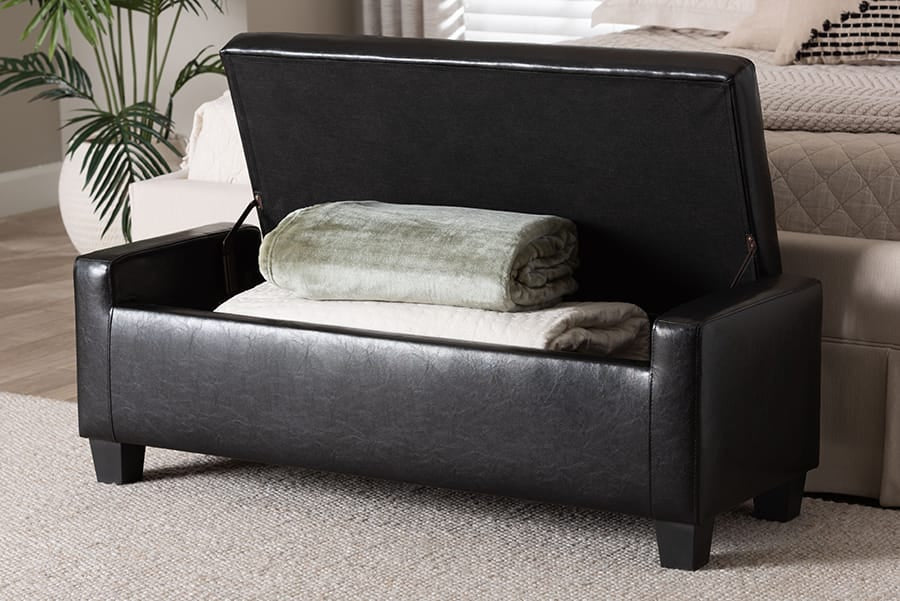 Baxton Studio - Manchester Ottoman in Black - Y-172-Black-OTTO view 10