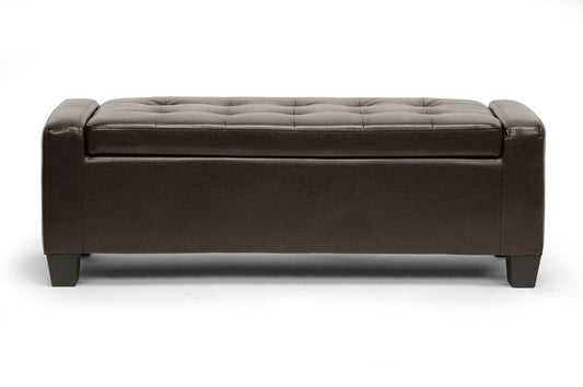 Baxton Studio - Manchester Ottoman in Dark Brown - Y-172-dark brown-OTTO view 2