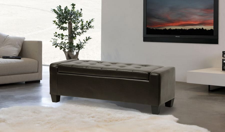 Baxton Studio - Manchester Ottoman in Dark Brown - Y-172-dark brown-OTTO view 5