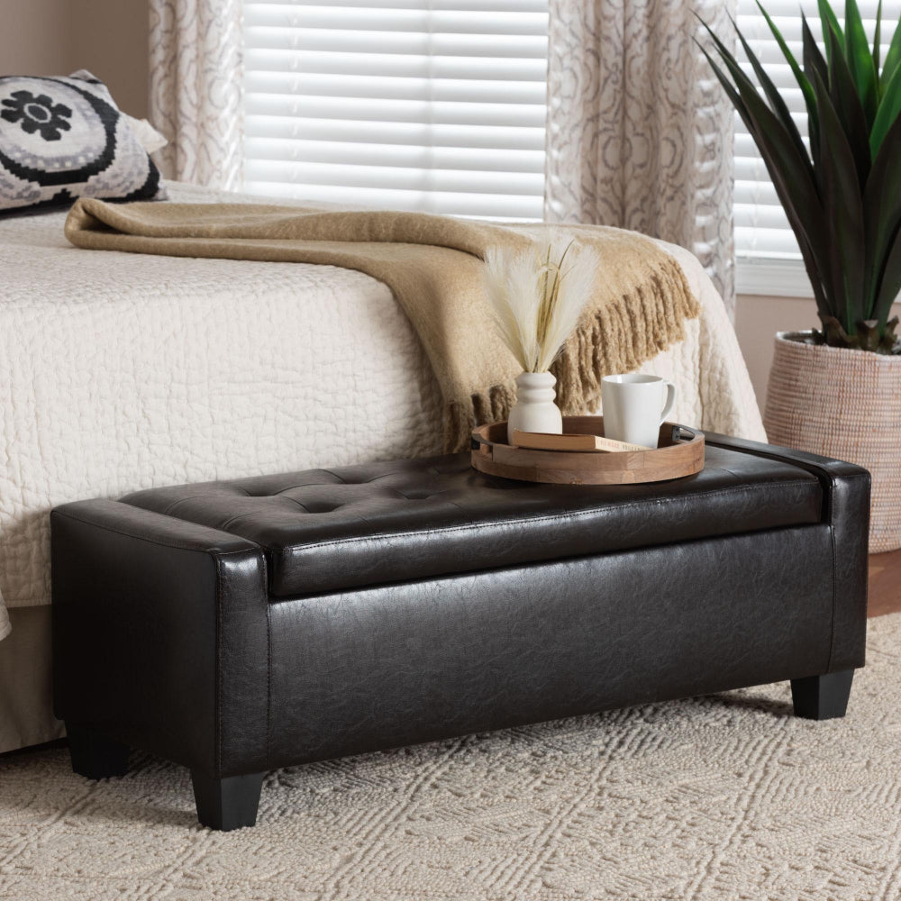 Baxton Studio - Manchester Ottoman in Dark Brown - Y-172-dark brown-OTTO view 10