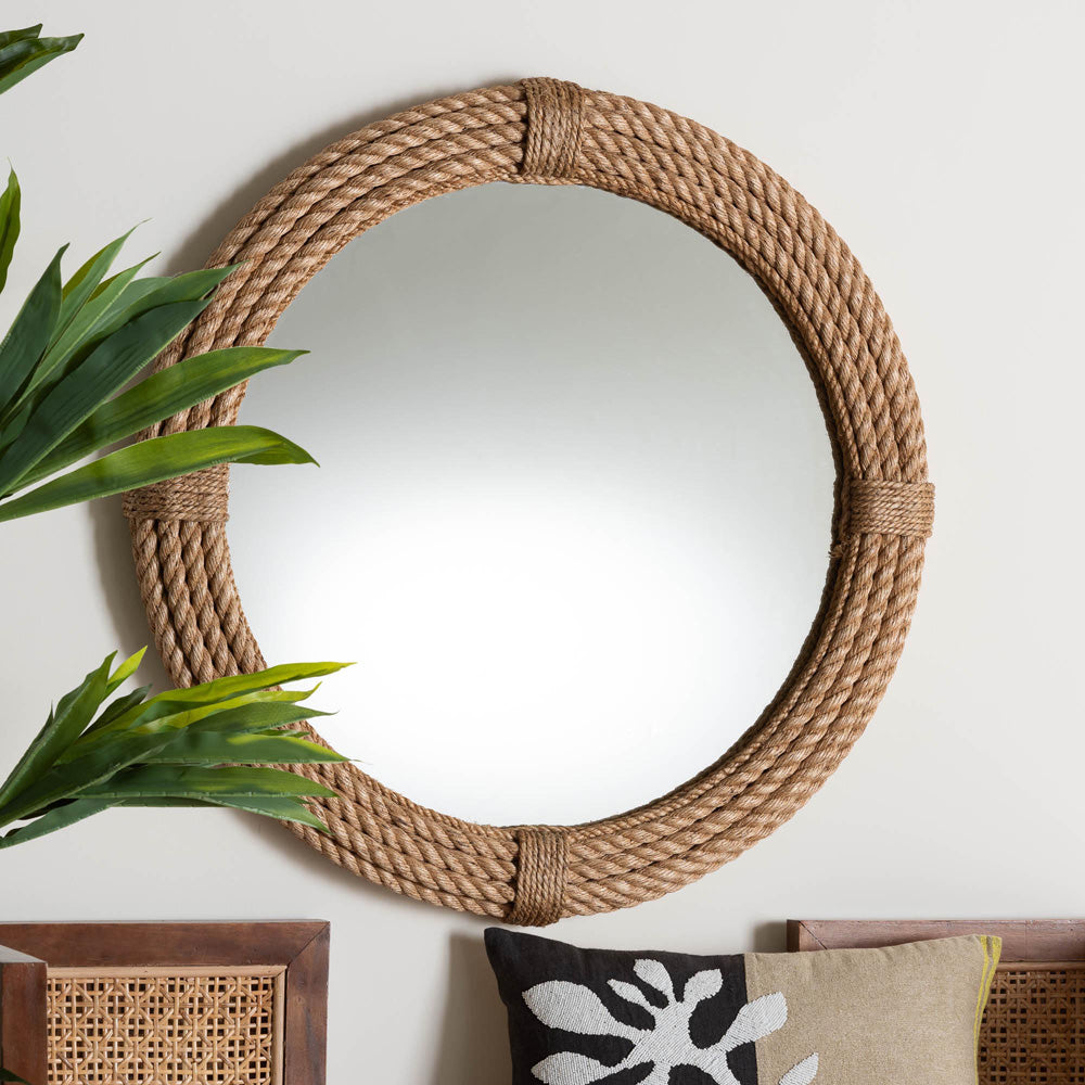 Baxton Studio - Manila Mirror in Natural - Manila Round Rope-Mirror view 3