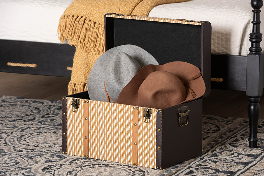 Baxton Studio - Manton Storage Trunk in Light Brown/Dark Brown/Bronze - JY25B016-Large-Wooden Trunk view 10