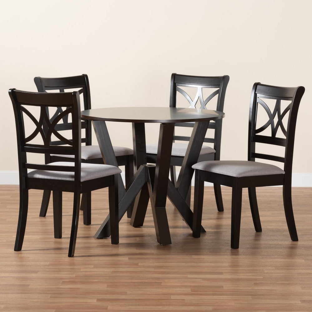 Baxton Studio - Mari Dining Set in Grey/Dark Brown - Mari-Grey/Dark Brown-5PC Dining Set view 9