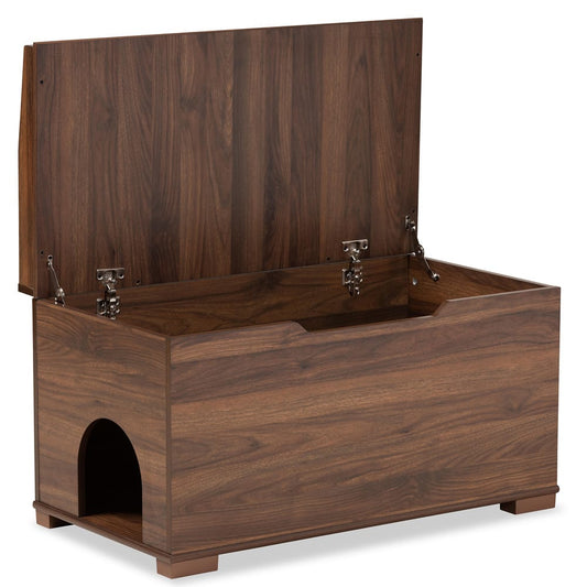Baxton Studio - Mariam Cat House in Walnut Brown - SECHC150140WI-Walnut-Cat House view 2