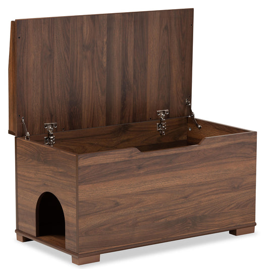 Baxton Studio - Mariam Cat House in Walnut Brown - SECHC150140WI-Walnut-Cat House view 2