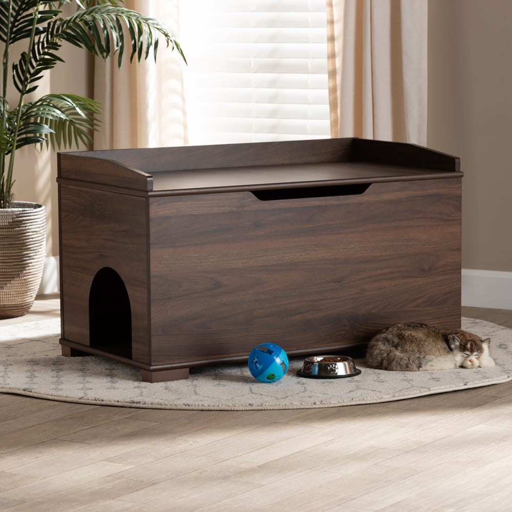 Baxton Studio - Mariam Cat House in Walnut Brown - SECHC150140WI-Walnut-Cat House view 12