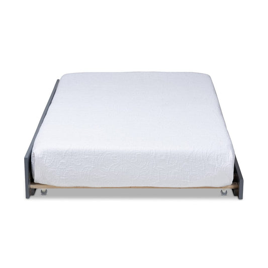Baxton Studio - Mariana Trundle in Grey - Mariana-Grey-Trundle view 2