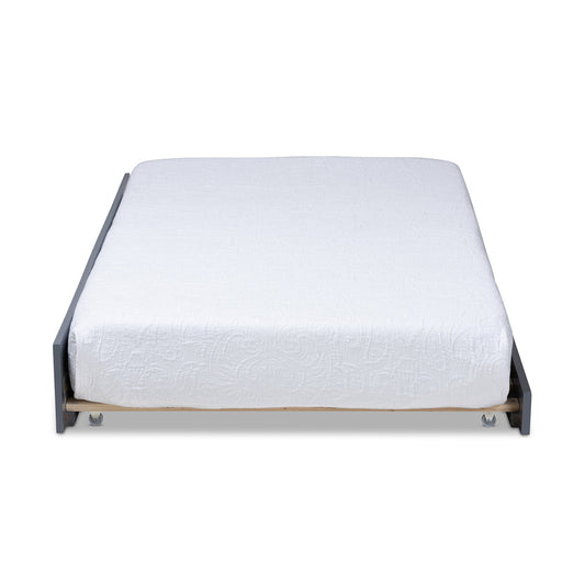 Baxton Studio - Mariana Trundle in Grey - Mariana-Grey-Trundle view 2