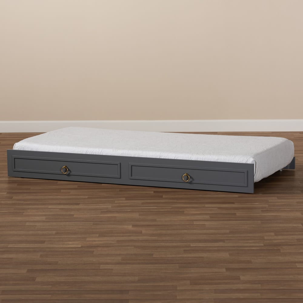 Baxton Studio - Mariana Trundle in Grey - Mariana-Grey-Trundle view 6