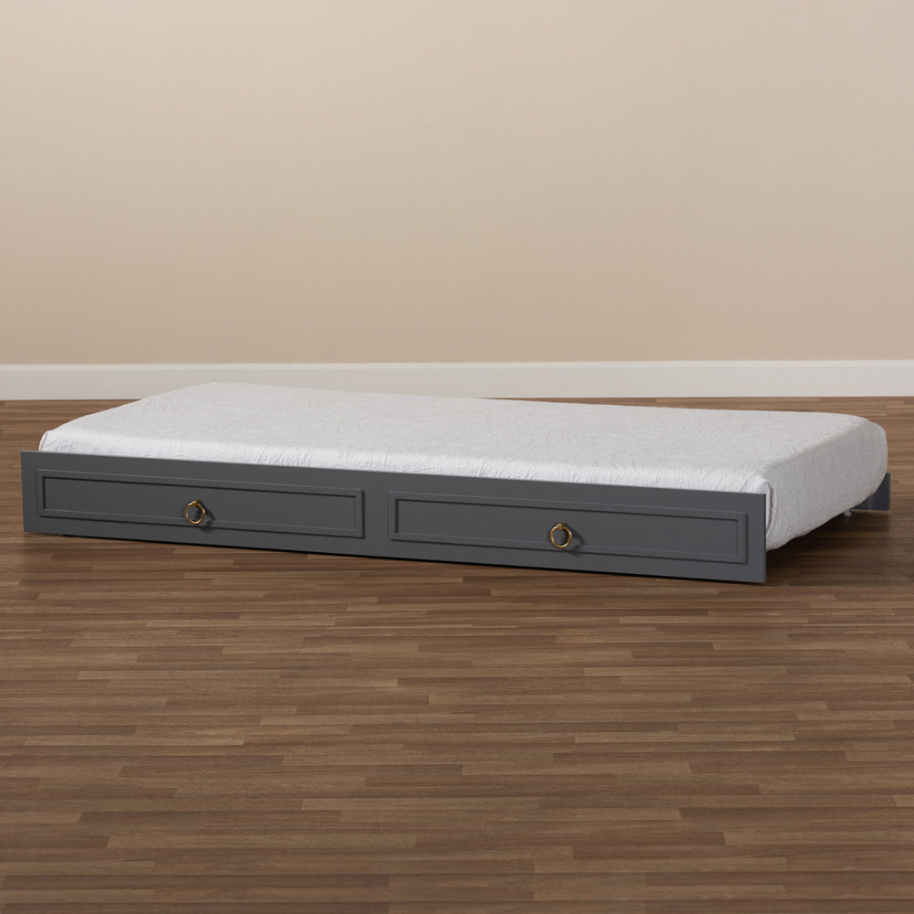 Baxton Studio - Mariana Trundle in Grey - Mariana-Grey-Trundle view 6