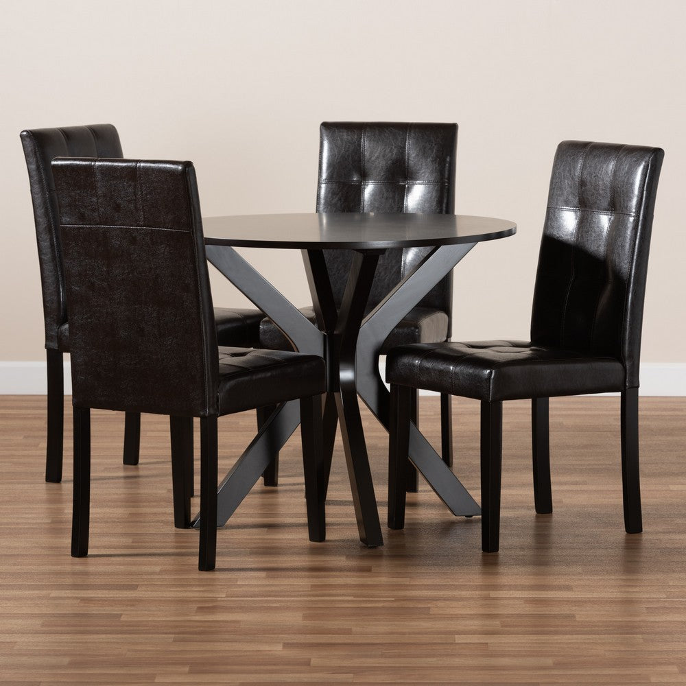 Baxton Studio - Marie Dining Set in Dark Brown/Espresso Brown - Marie-Dark Brown-5PC Dining Set view 8
