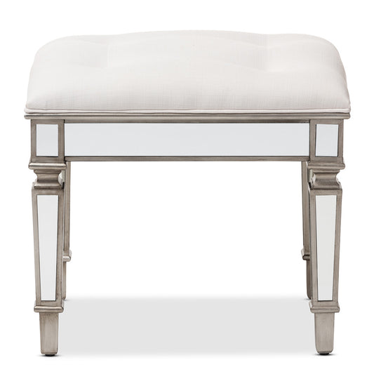 Baxton Studio - Marielle Ottoman in White - RS2937 view 2