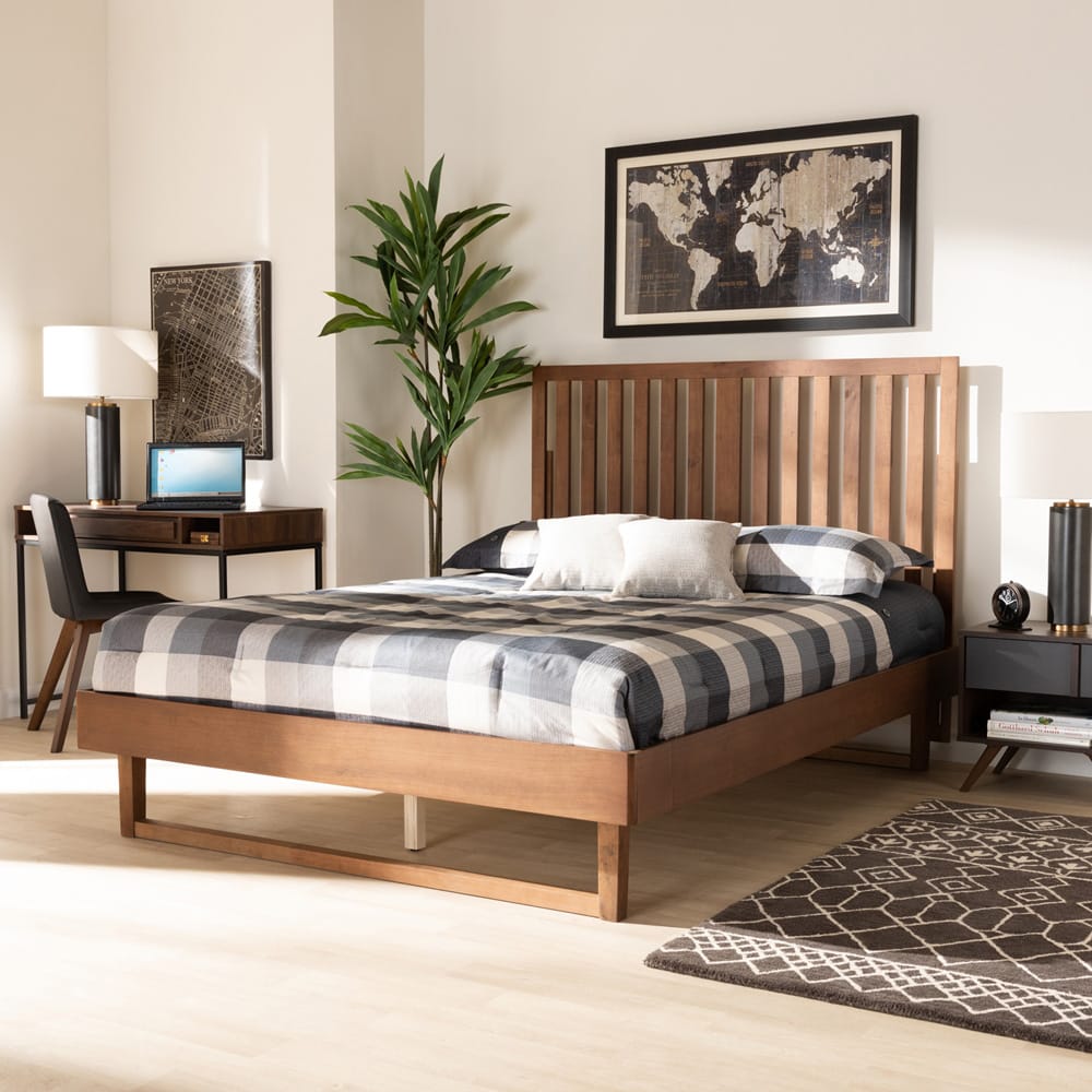 Baxton Studio - Marin Queen Size Bed in Walnut Brown - Marin-Ash Walnut-Queen view 7