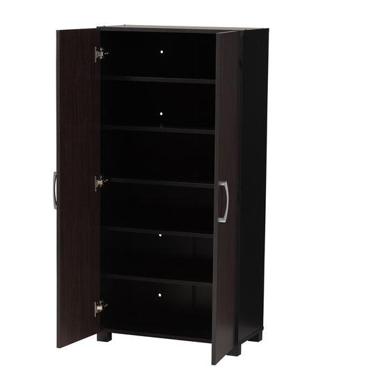 Baxton Studio - Marine Shoe Cabinet in Wenge - SESC294-Wenge-Shoe Cabinet view 2