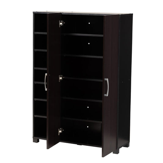Baxton Studio - Marine Shoe Cabinet in Wenge - SESC296-Wenge-Shoe Cabinet view 2